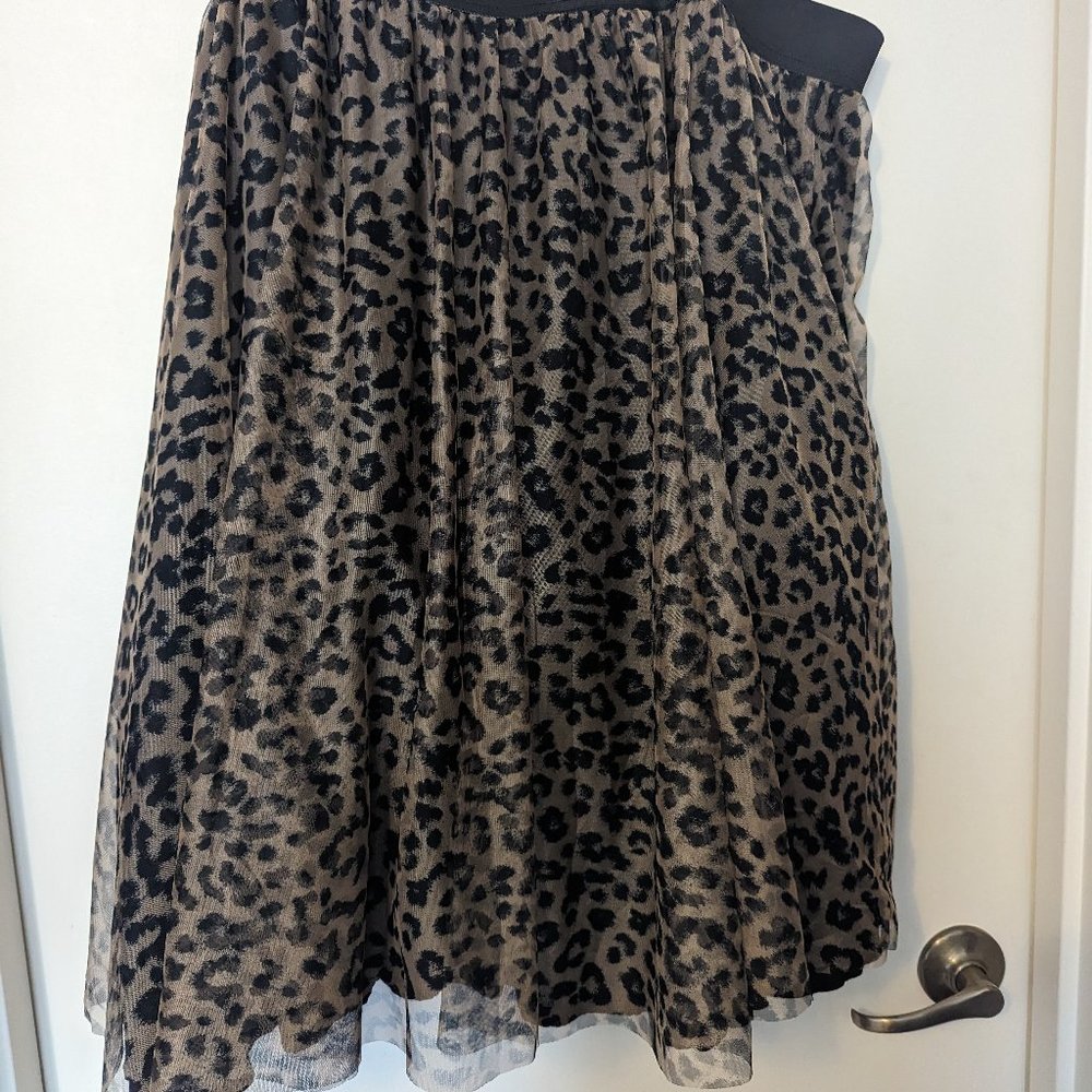 Leopard print tulle and chiffon skirt